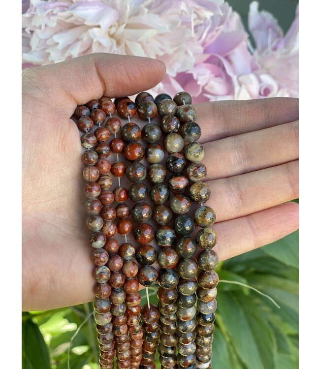 Brecciated Jasper Beads Polished 15" Strand 6mm 8mm