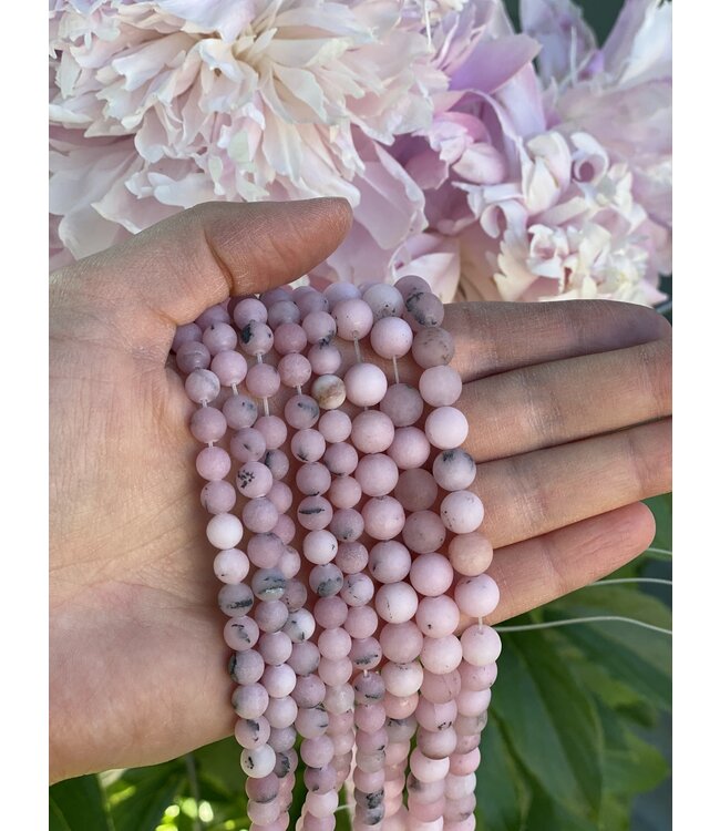 Cherry Blossom Jasper Beads Frosted/Matte 15" Strand 6mm 8mm