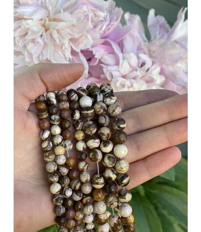 Zebra Jasper Beads Polished 15" Strand 6mm 8mm