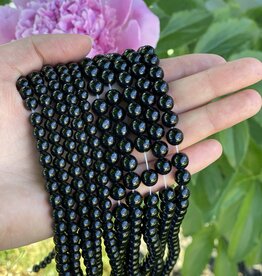 Black Obsidian Beads Polished 15" Strand 6mm 8mm