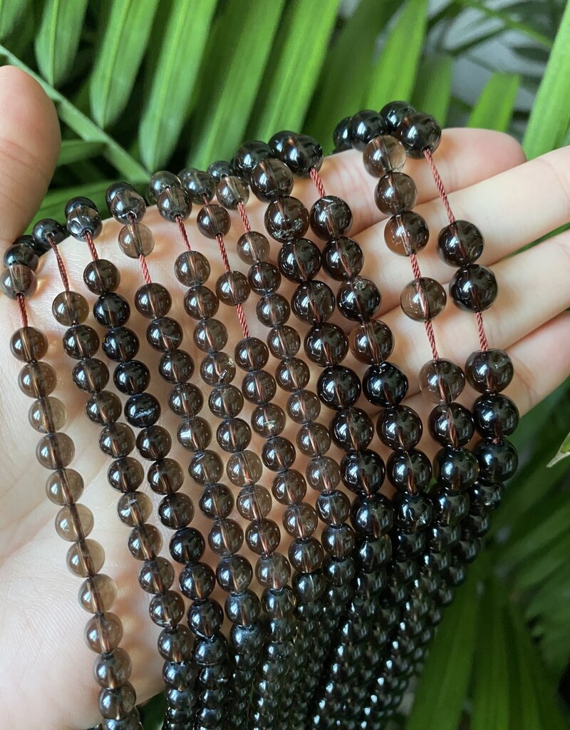Smoky Quartz Beads Polished 15" Strand 6mm 8mm