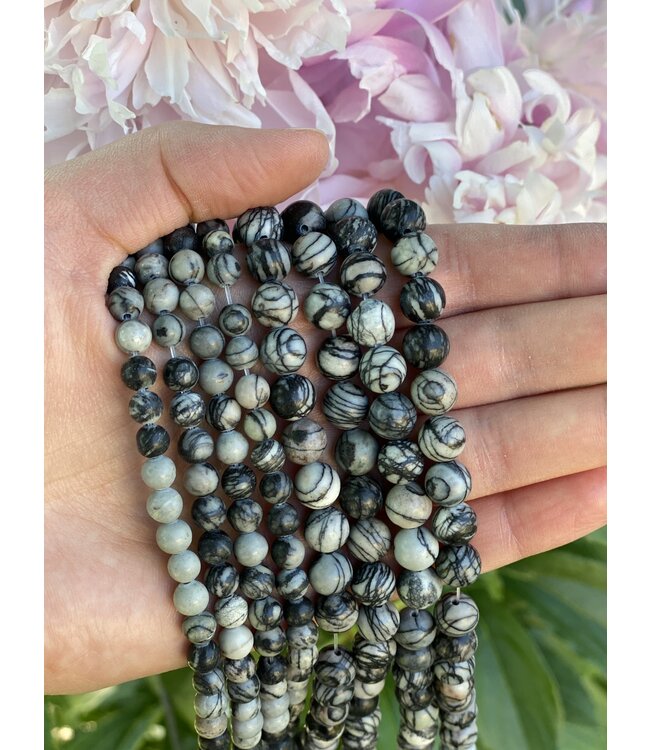 Silk Stone Beads Polished 15 Strand 6mm 8mm