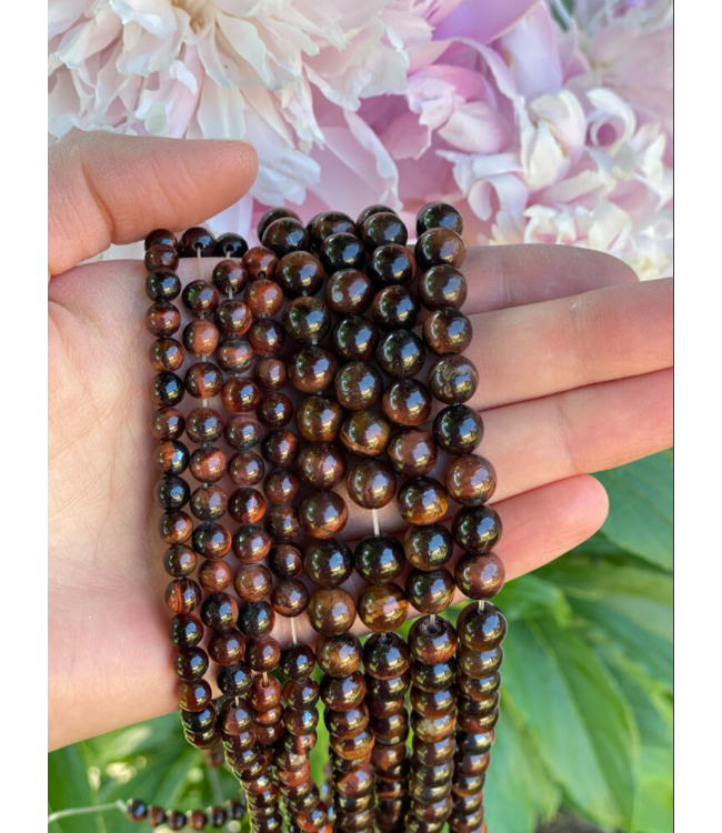 Red Tiger Eye Beads Polished 15" Strand 6mm 8mm
