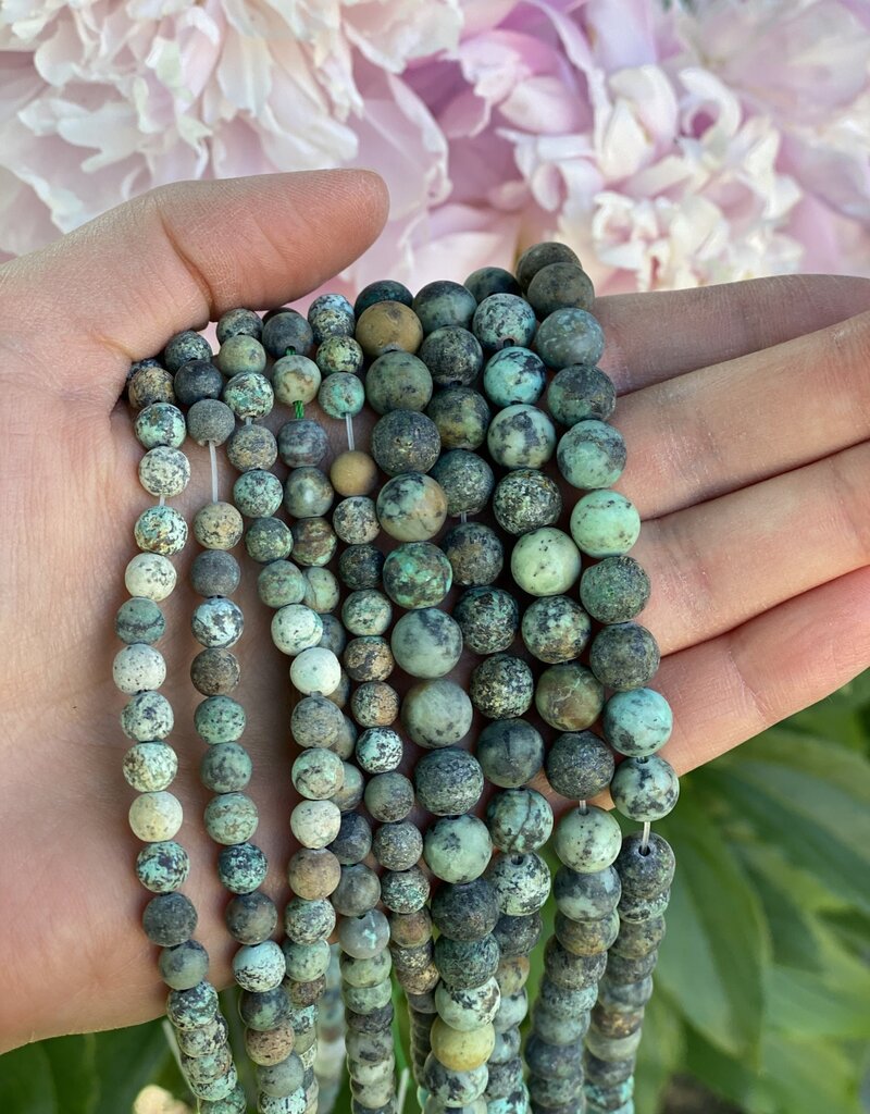 African Turquoise Beads Frosted/Matte 15" Strand 6mm 8mm