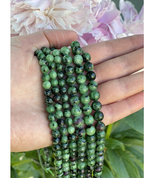 Ruby Zoisite Beads Polished 15" Strand 6mm 8mm