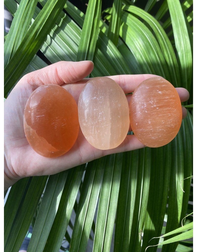 Orange Selenite Palm Stone The Raw Rock Shop Inc