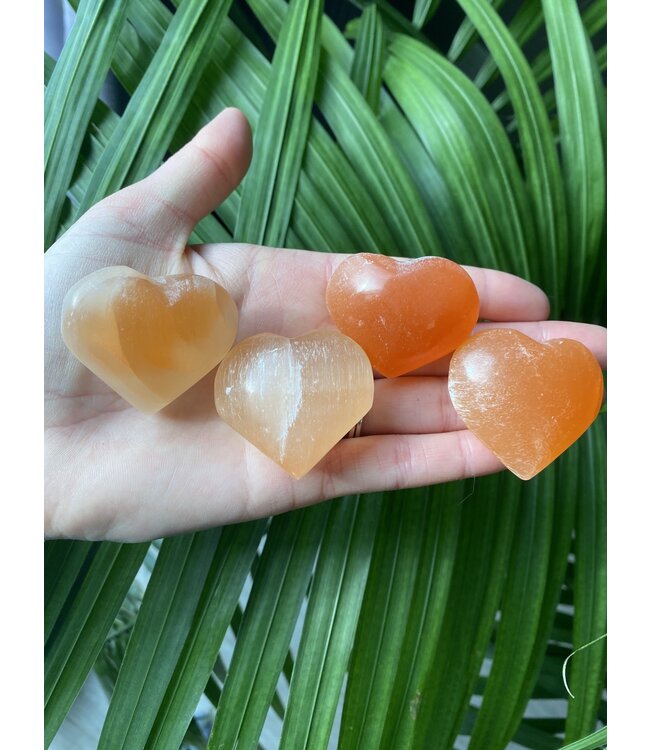 Orange Selenite Heart, 4cm