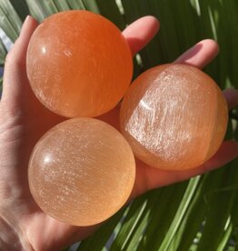 Orange Selenite Sphere, 6cm