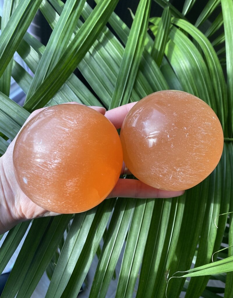 Orange Selenite Sphere, 8cm