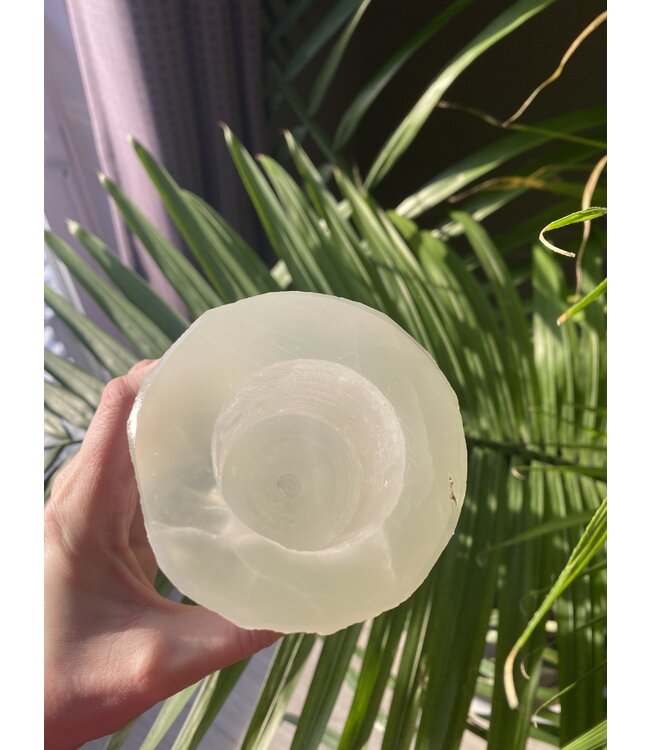 Selenite Candle Holder, Tall Round 20cm *disc.*