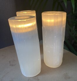 Selenite Candle Holder, Tall Round 20cm *disc.*