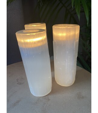 Selenite Candle Holder, Tall Round 20cm *disc.*
