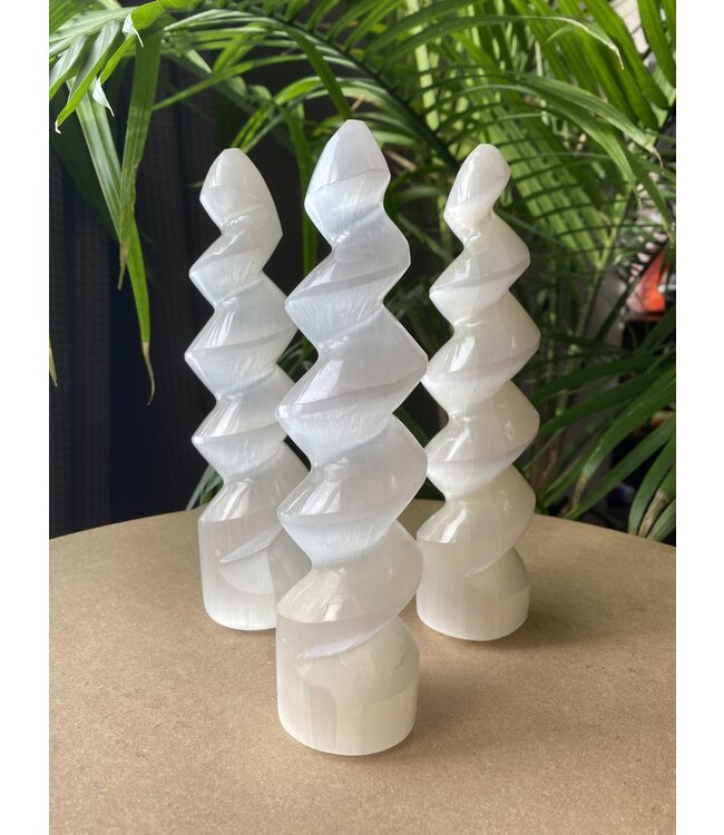 Selenite Spiral Tower 20cm