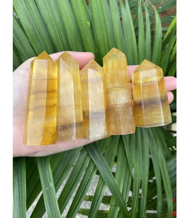 Yellow Fluorite/Yellow with Purple Fluorite Point, Size Large [75-99gr]