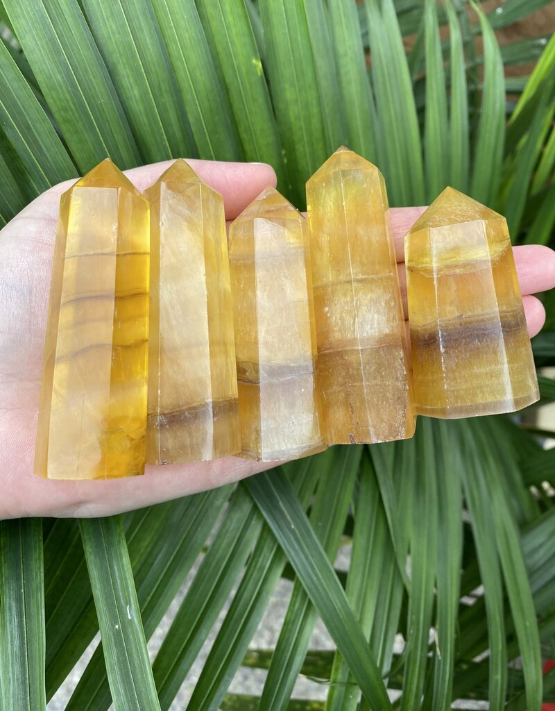 Yellow Fluorite/Yellow with Purple Fluorite Point, Size Large [75-99gr]