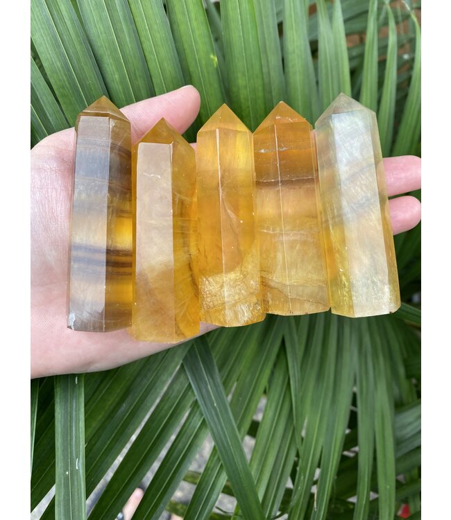 Yellow Fluorite/Yellow with Purple Fluorite Point, Size Large [75-99gr]