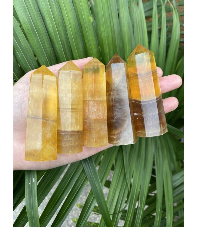 Yellow Fluorite/Yellow with Purple Fluorite Point, Size Large [75-99gr]