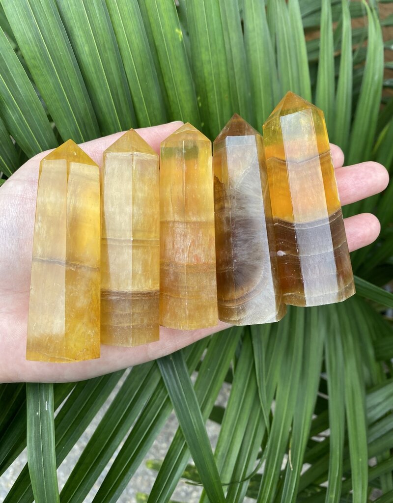 Yellow Fluorite/Yellow with Purple Fluorite Point, Size Large [75-99gr]