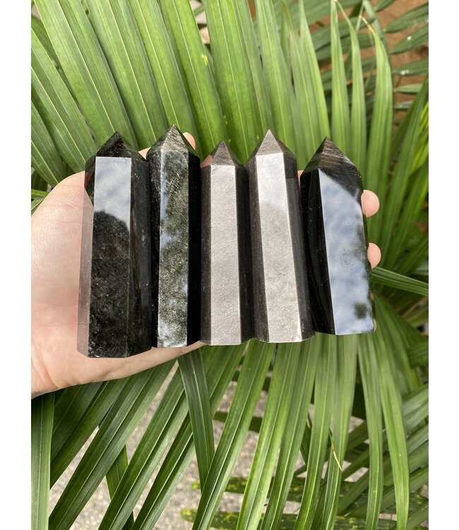 Silver Sheen Obsidian Point, Size Large [75-99gr]