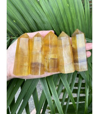 Yellow Fluorite/Yellow with Purple Fluorite Point, Size X-Large [100-124gr]