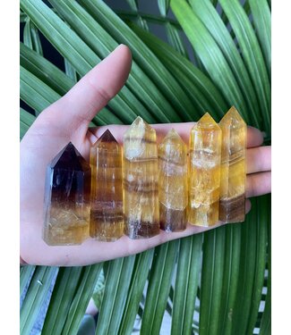 Yellow Fluorite/Yellow with Purple Fluorite Point, Size Small [25-49gr]