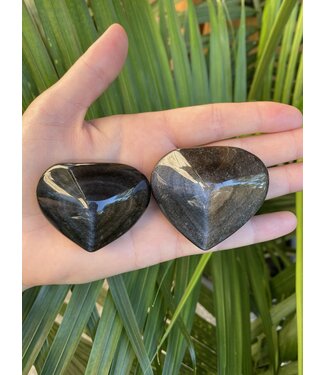Silver Sheen Obsidian Heart, Size Small [75-99gr]