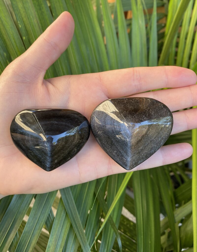 Silver Sheen Obsidian Heart, Size Small [75-99gr]
