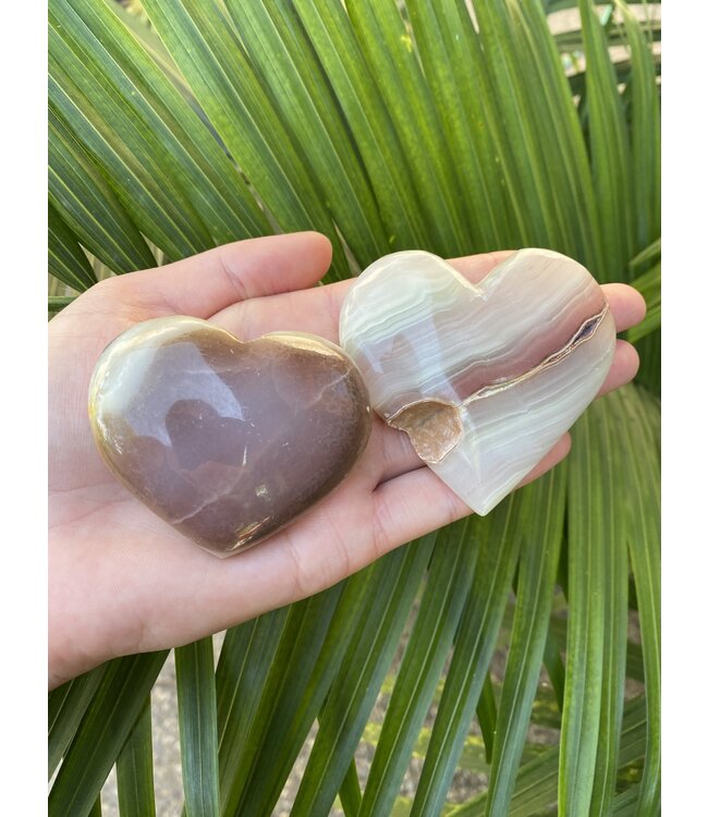 Pink Banded Calcite Heart, Size Medium [100-124gr]