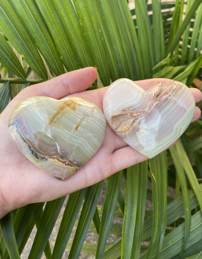 Pink Banded Calcite Heart, Size Large [125-149gr]