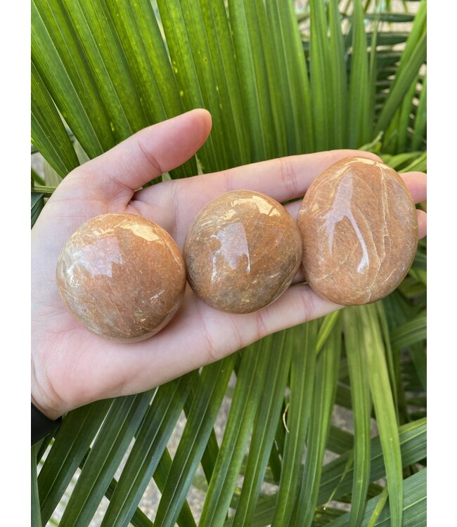 Peach Moonstone Palm Stone, Size Small [75-99gr]