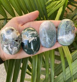 Moss Agate Palm Stone, Size Small [75-99gr]