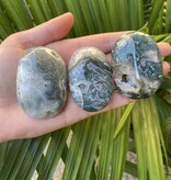 Druzy Moss Agate Palm Stone, Size Small [75-99gr]