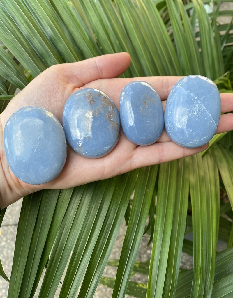 Angelite Palm Stone, Size X-Small [50-74gr] - The Raw Rock Shop Inc.