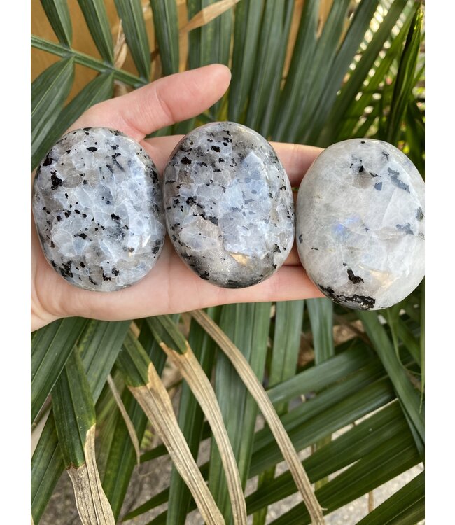 Rainbow Moonstone Palm Stone, Size Large [125-149gr]