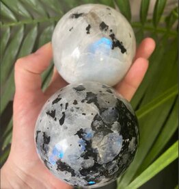 Rainbow Moonstone Sphere, 70-74mm