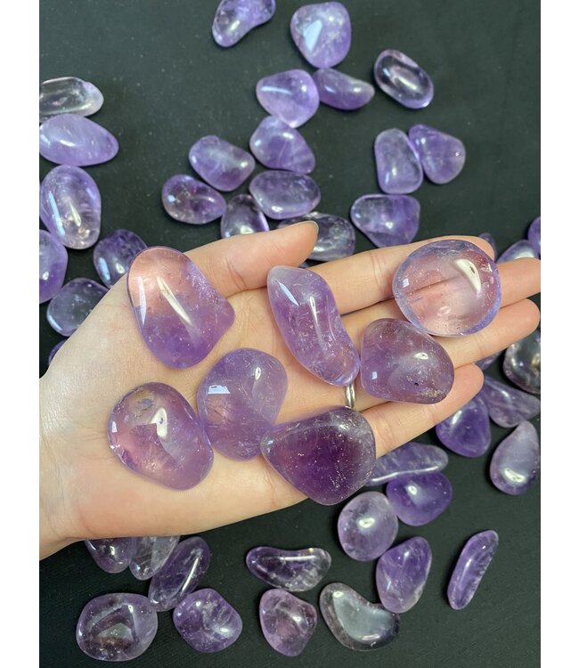 Amethyst Tumbled Stones, Polished Amethyst, Grade A; 4 sizes available, purchase individual or bulk
