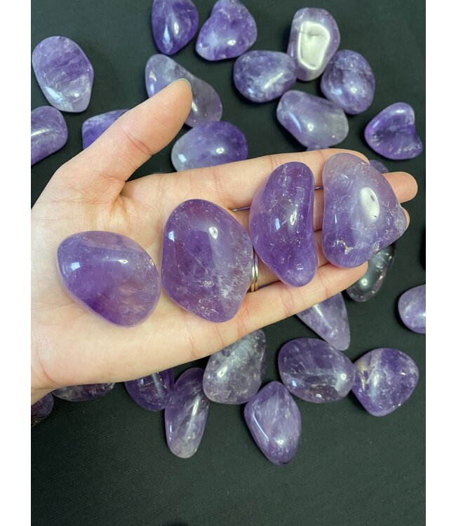 Amethyst Tumbled Stones, Polished Amethyst, Grade A; 4 sizes available, purchase individual or bulk