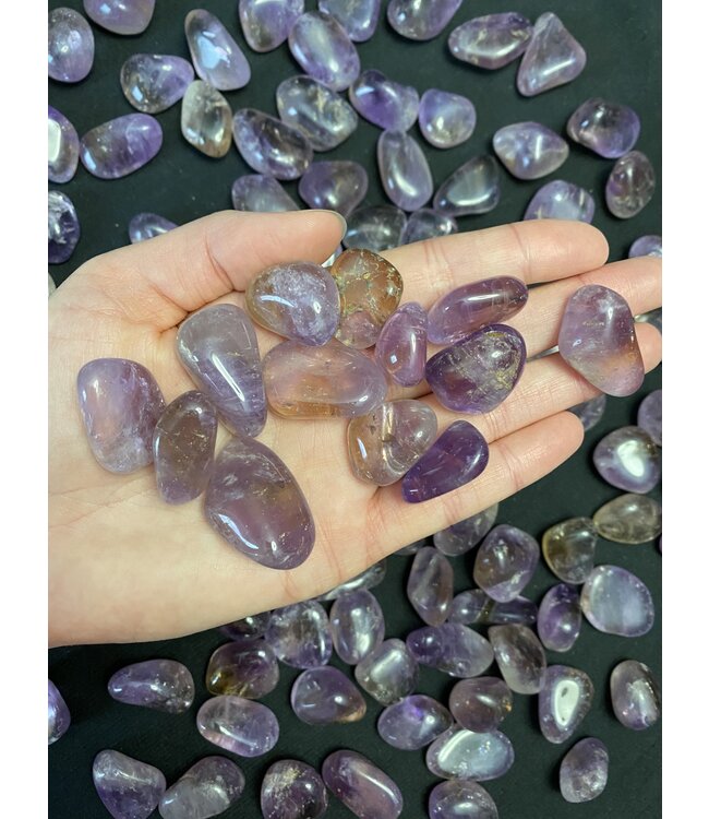 Ametrine Tumbled Stones, Polished Ametrine, Grade A; 3 sizes available, purchase individual or bulk