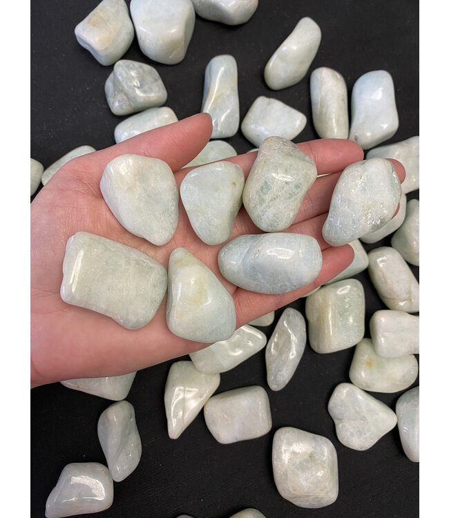 Aquamarine Tumbled Stones, Polished Aquamarine, Grade A; 4 sizes available, purchase individual or bulk