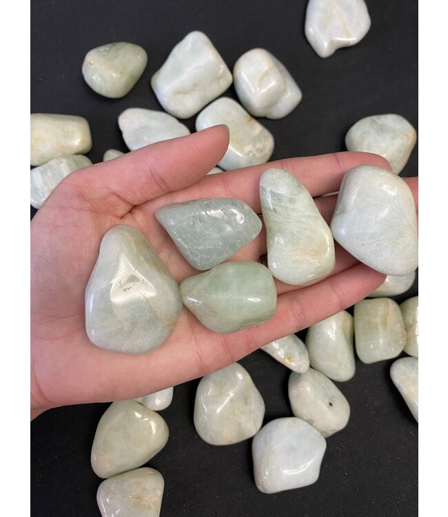 Aquamarine Tumbled Stones, Polished Aquamarine, Grade A; 4 sizes available, purchase individual or bulk
