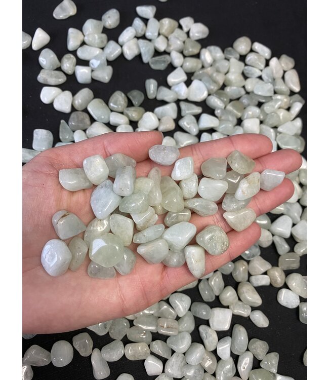 Aquamarine Tumbled Stones, Polished Aquamarine, Grade A; 4 sizes available, purchase individual or bulk