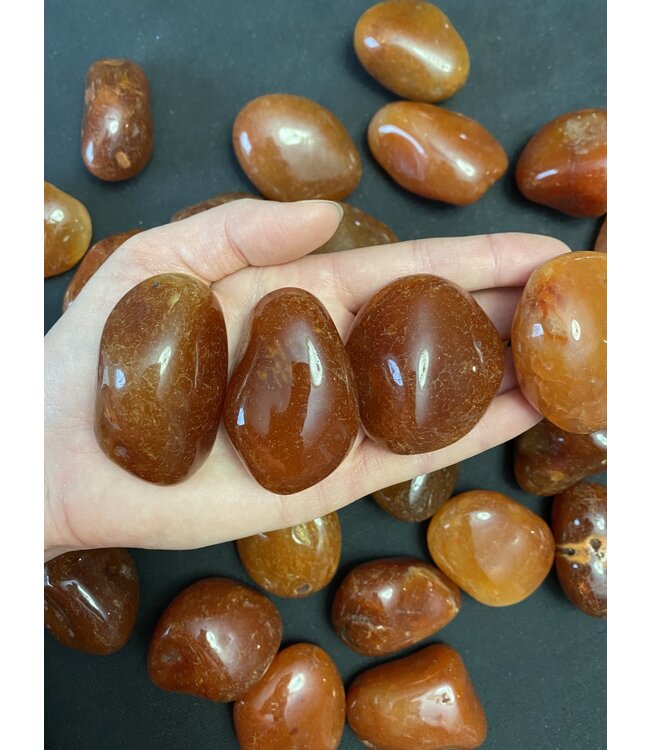 Carnelian Tumbled Stones, Polished Carnelian, Grade A; 4 sizes available, purchase individual or bulk