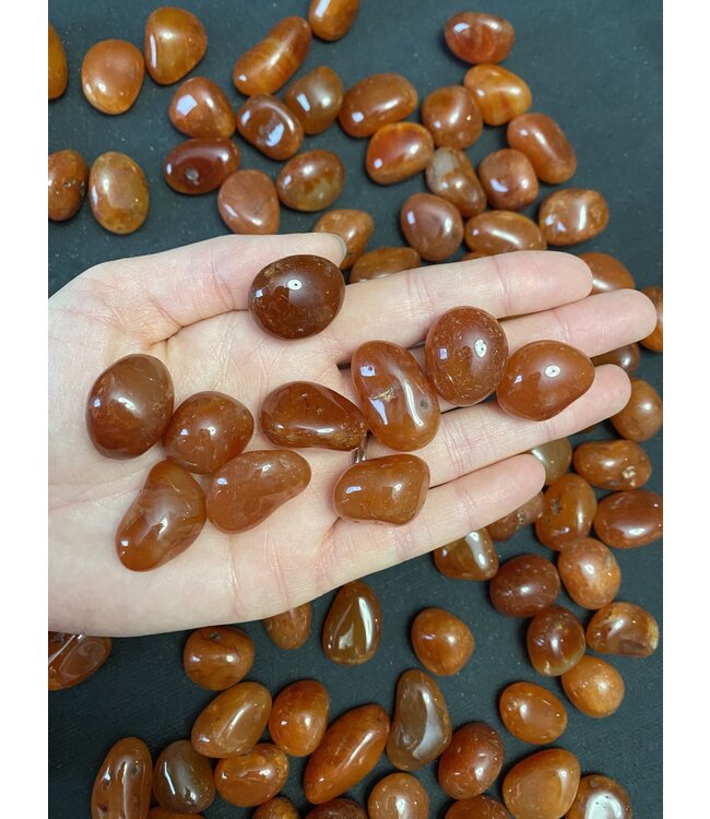 Carnelian Tumbled Stones, Polished Carnelian, Grade A; 4 sizes available, purchase individual or bulk