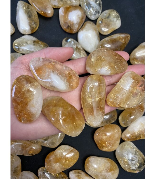 Citrine Tumbled Stones, Polished Citrine, Grade A; 4 sizes available, purchase individual or bulk