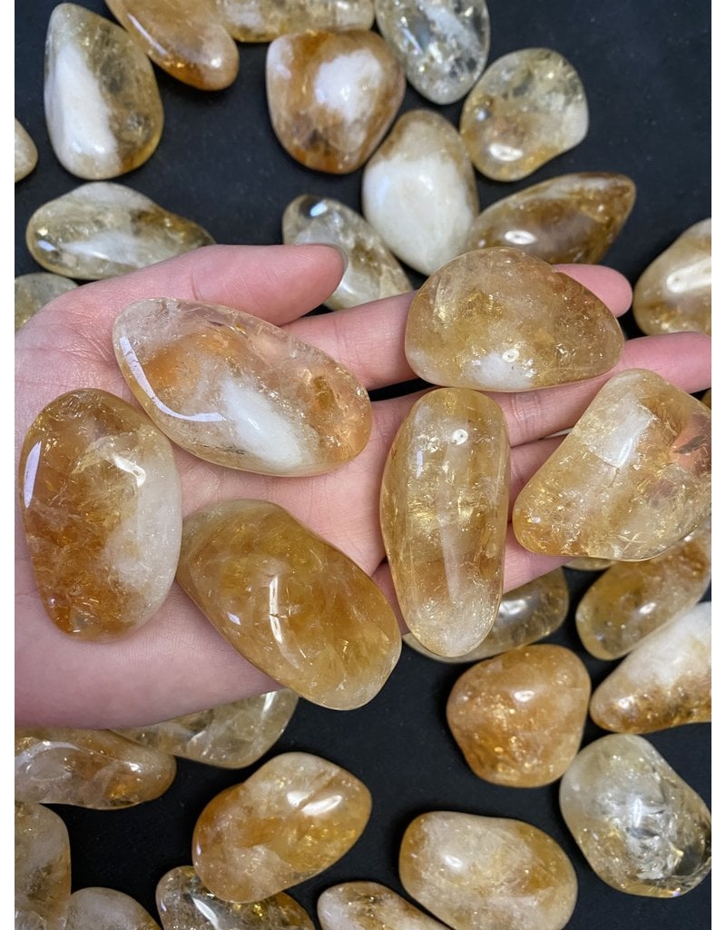 Citrine Tumbled Stones, Polished Citrine, Grade A; 4 sizes available, purchase individual or bulk