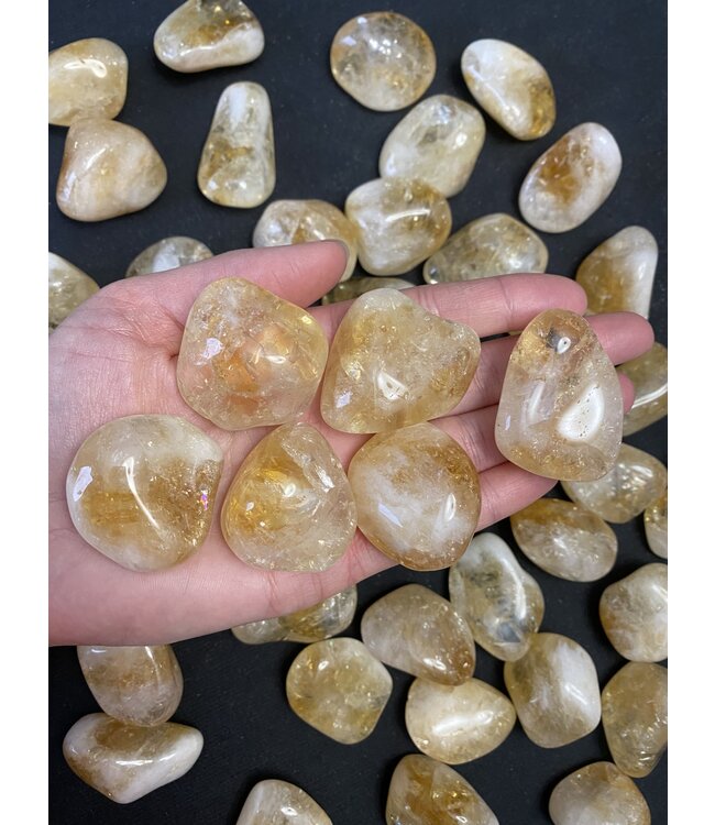 Citrine Tumbled Stones, Polished Citrine, Grade A; 4 sizes available, purchase individual or bulk