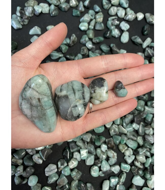Emerald Tumbled Stones, Polished Emerald, Grade A; 4 sizes available, purchase individual or bulk