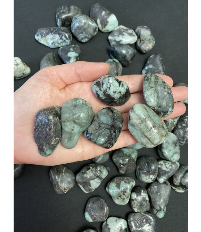 Emerald Tumbled Stones, Polished Emerald, Grade A; 4 sizes available, purchase individual or bulk