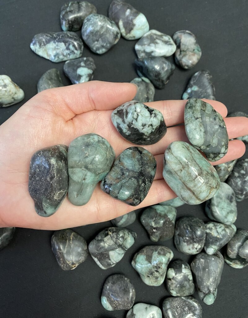 Emerald Tumbled Stones, Polished Emerald, Grade A; 4 sizes available, purchase individual or bulk