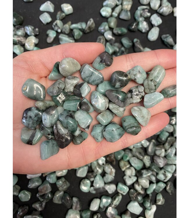 Emerald Tumbled Stones, Polished Emerald, Grade A; 4 sizes available, purchase individual or bulk